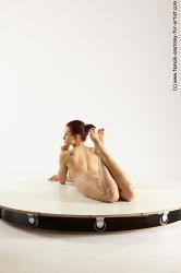 Nude Woman White Laying poses - ALL Slim Laying poses - on stomach long colored Multi angle poses Pinup